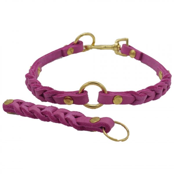 hundemarken halsband aus fettleder pink