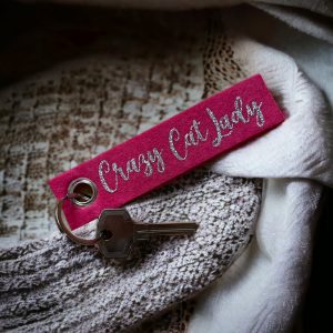 Schlüsselanhänger Crazy Cat Lady Pink