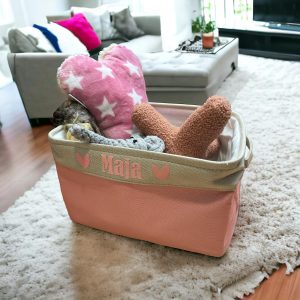 Spielzeugkorb für Hunde personalisiert - Rosa